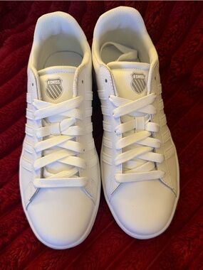K-Swiss White Low-Top Leather Sneakers